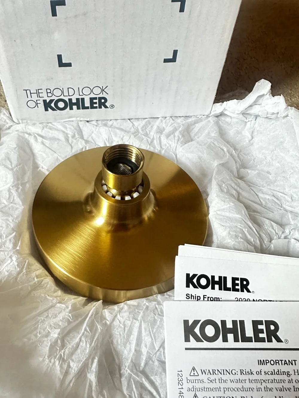Kohler Shower Head Elate Series Brushed Brass NEW